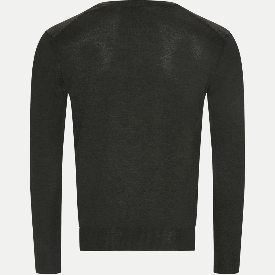 88512 - Merino Wool V-neck Sweater - Strik - Regular - GREEN - 2