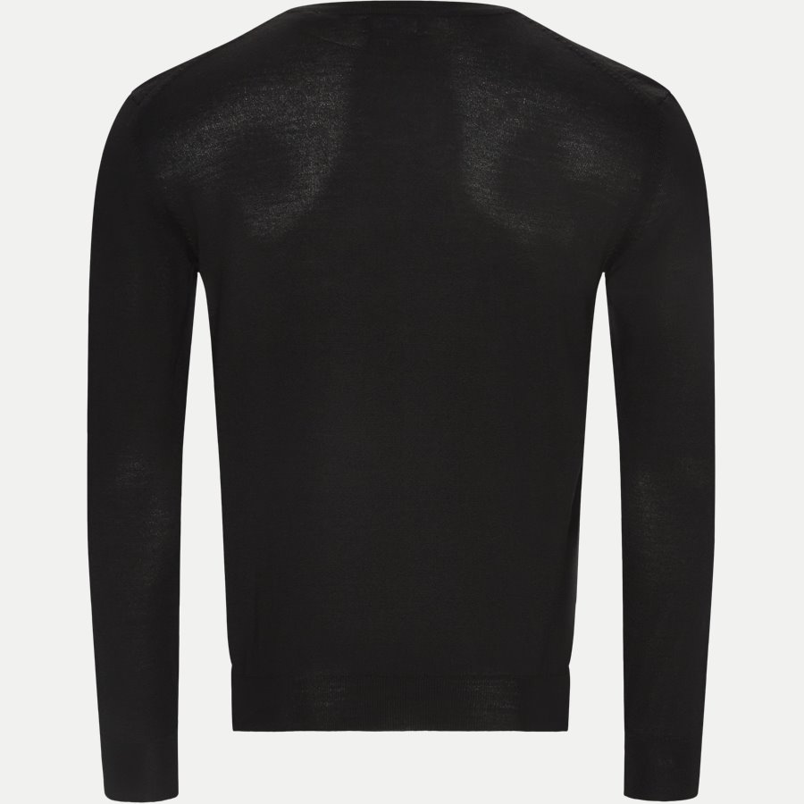 88512 - Merino Wool V-neck Sweater - Strik - Regular - SORT - 2
