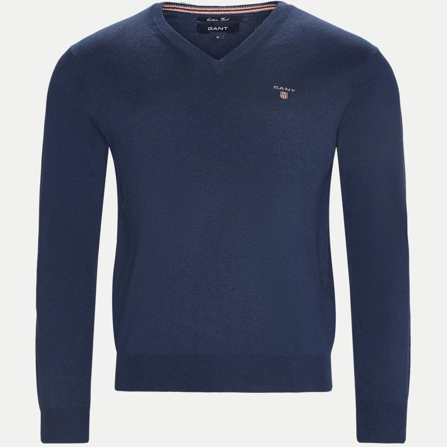 83102 V-NECK - Cotton Wool Blend V-Neck Jumper - Strik - Regular - MARINE - 1