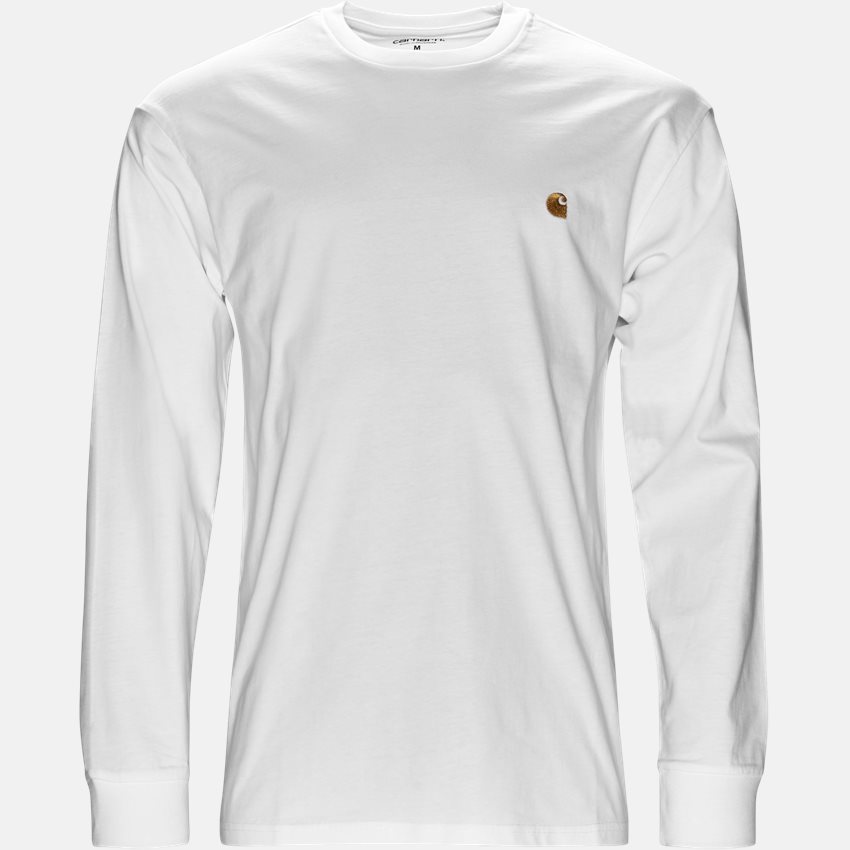 Carhartt WIP T-shirts L/S CHASE I026392. WHITE/GOLD