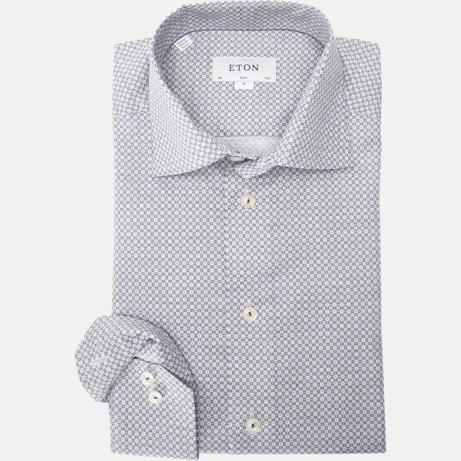 3363 79573/79373 - 3363 Blomstret Signature Twill Skjorte - Skjorter - BLÅ - 1