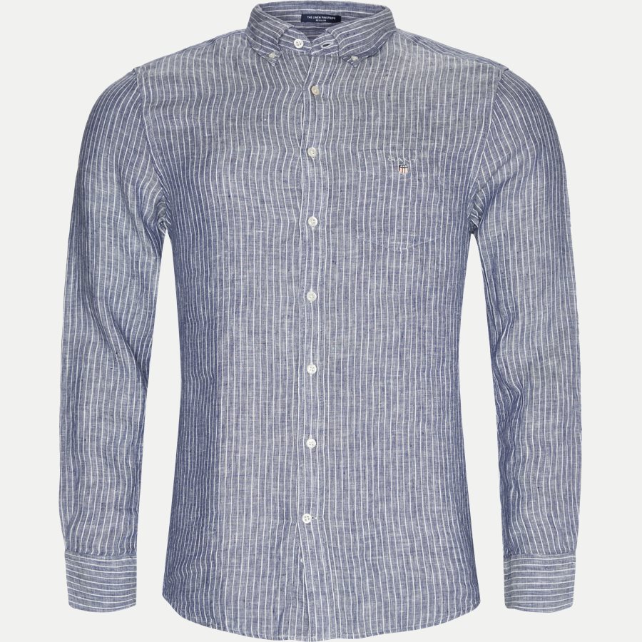 3040720 - Linen Pinstripe Skjorte - Skjorter - Regular - BLÅ - 1