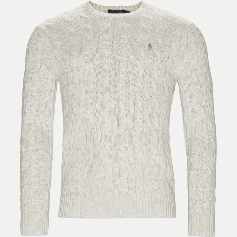 710529074 - Cotton Cable Crew Neck - Strik - Regular - GRÅ - 1