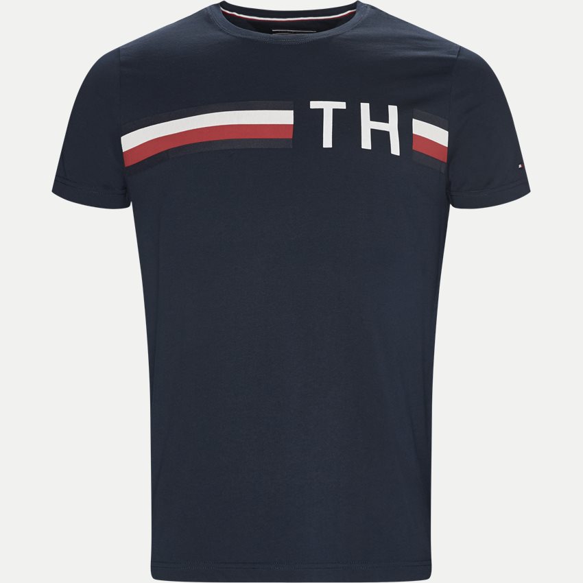 Tommy Hilfiger T-shirts STRIPED LOGO GRAPHIC TEE NAVY