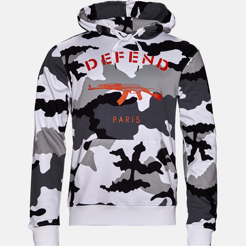 Defend Paris Sweatshirts PARIS HOOD CAMO BLACK/WHITE SORT/HVID