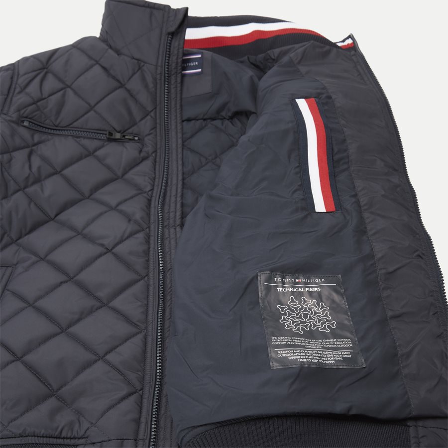 STRIPED RIB QUILTED BOMBER 7697 - Striped Rib Quilted Bomber - Jakker - Regular - NAVY - 9