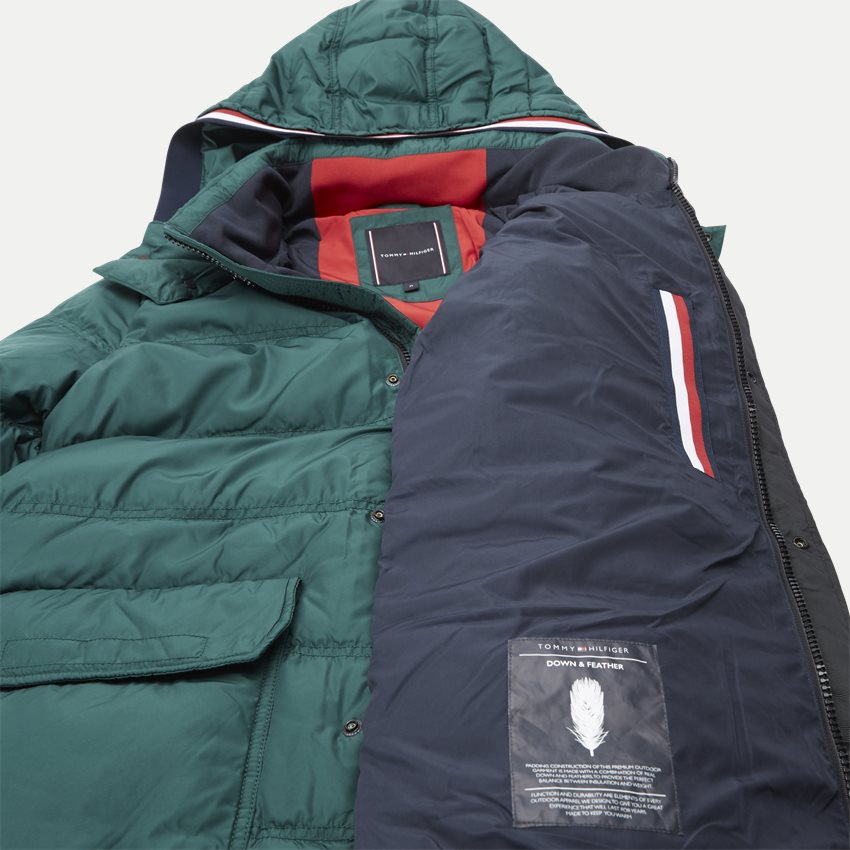 Tommy Hilfiger Jackets TOMMY DOWN HOODED BOMBER GRØN