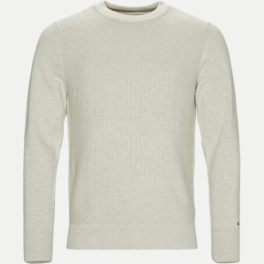 WOOL BLEND STRUCTURED CNECK - Structured Crew Neck - Strik - Regular - GRÅ - 1