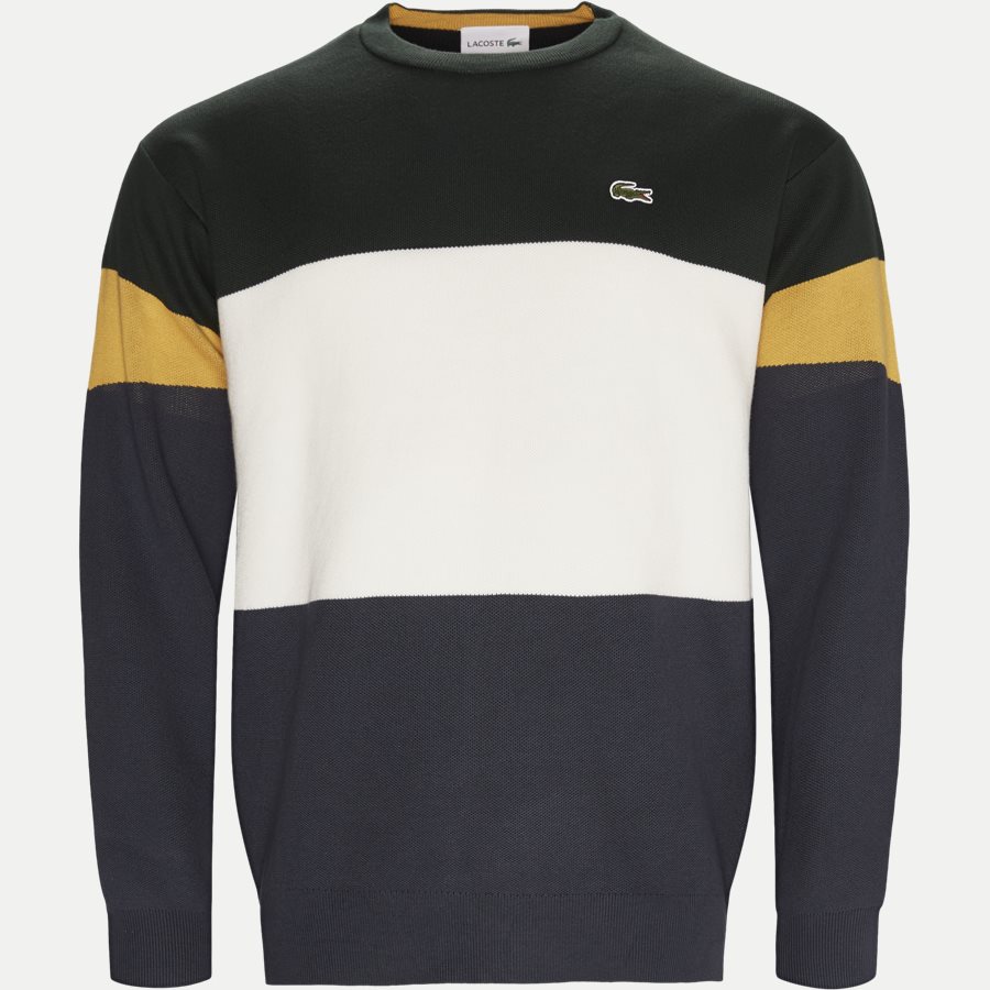AH9173 - Colorblock Flat Ribbed Cotton Sweater - Strik - Regular - GRØN - 1