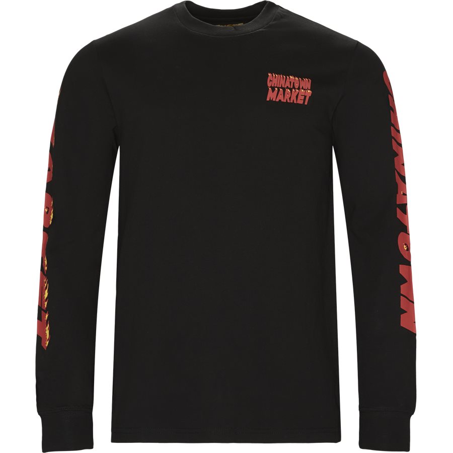 FLAMES LONG TEE - Flames Long Tee - T-shirts - Regular - SORT - 2
