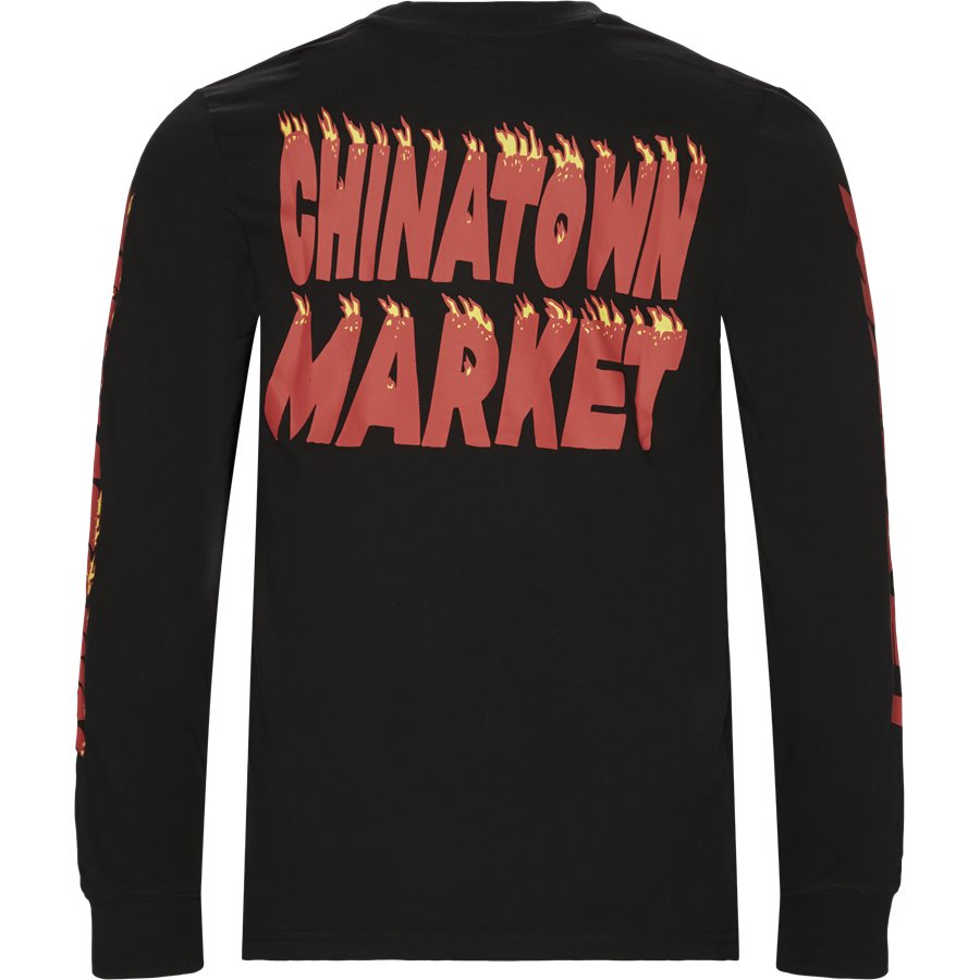 FLAMES LONG TEE - Flames Long Tee - T-shirts - Regular - SORT - 3