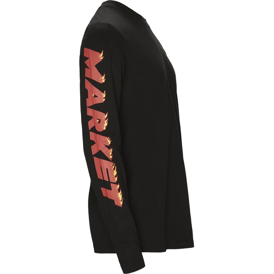 FLAMES LONG TEE - Flames Long Tee - T-shirts - Regular - SORT - 5
