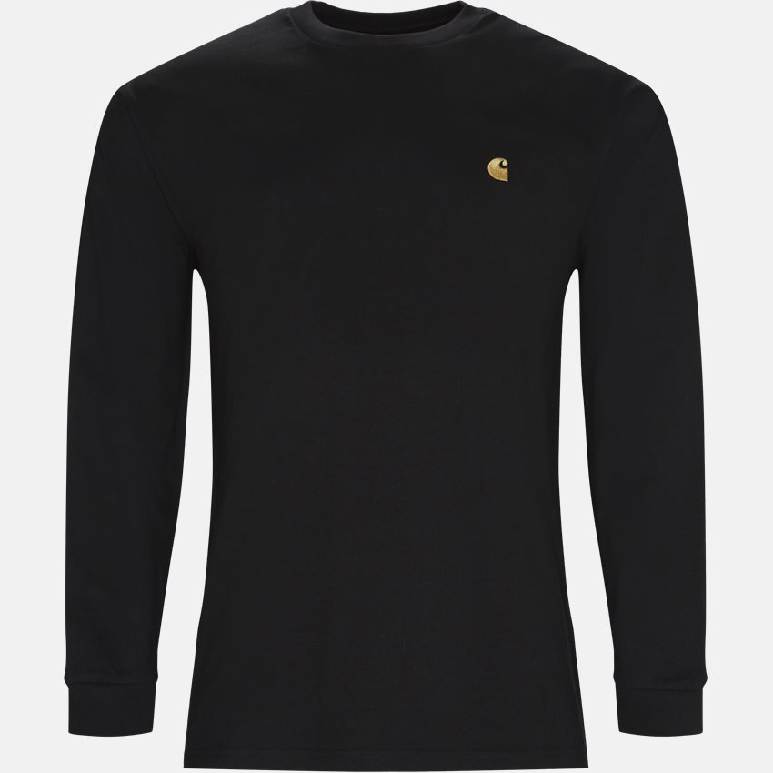 Carhartt WIP T-shirts L/S CHASE. I026392 BLACK/GOLD