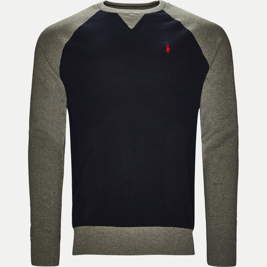 710730214 - Two Tone Crew Neck Knit - Strik - Regular - NAVY - 1