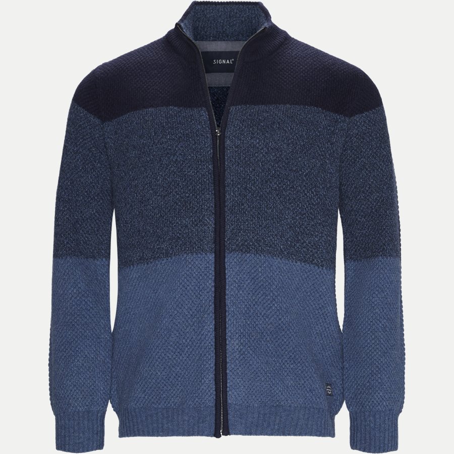 12260 1176 - Harold Stripe Full Zip Knit - Strik - Regular - BLÅ - 1