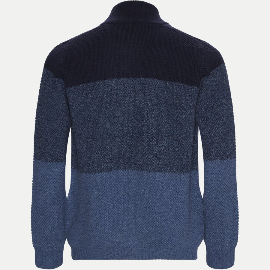 12260 1176 - Harold Stripe Full Zip Knit - Strik - Regular - BLÅ - 2