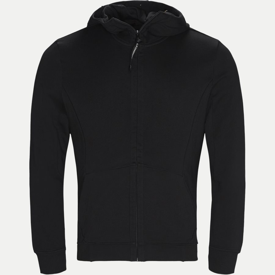 SS009A 005160W - Hooded Open Diagonal Fleece Sweatshirt - Sweatshirts - Regular fit - SORT - 1