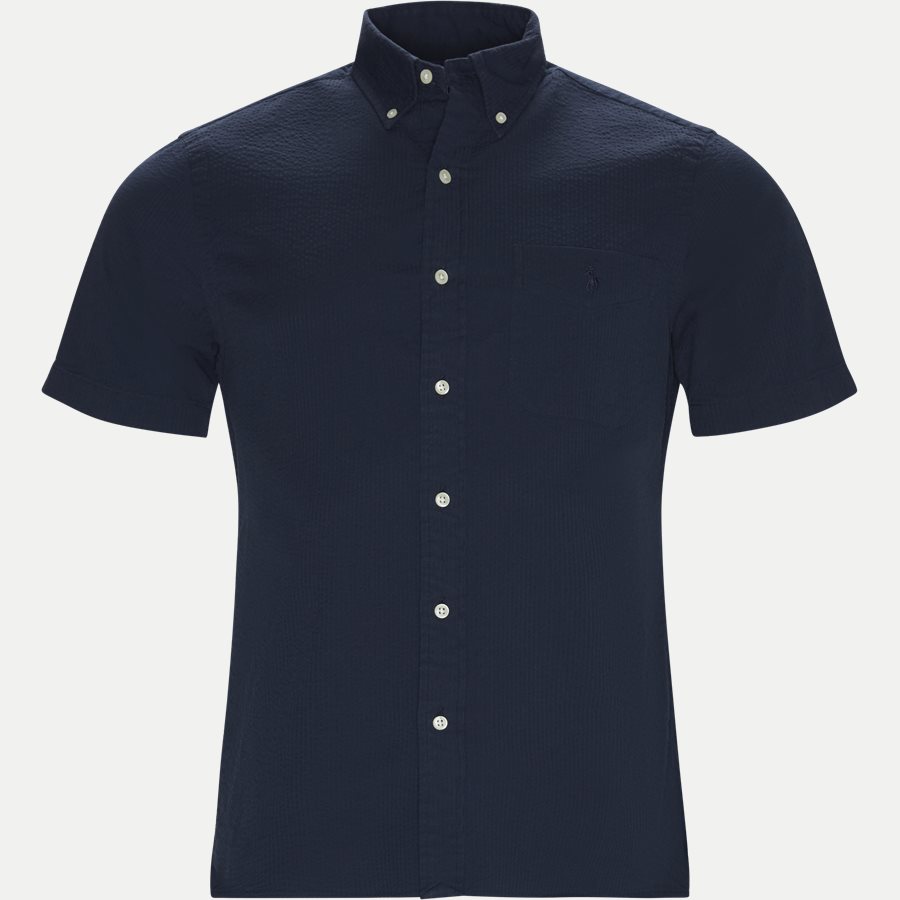 710744866 - Short Sleeve Seersucker Shirt - Skjorter - Slim - NAVY - 1