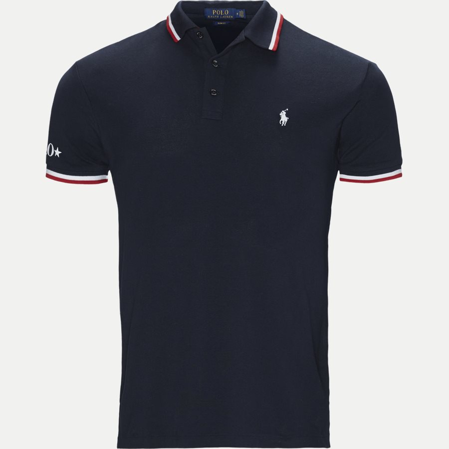 710753174 - Neck Logo Polo T-shirt - T-shirts - Slim - NAVY - 1