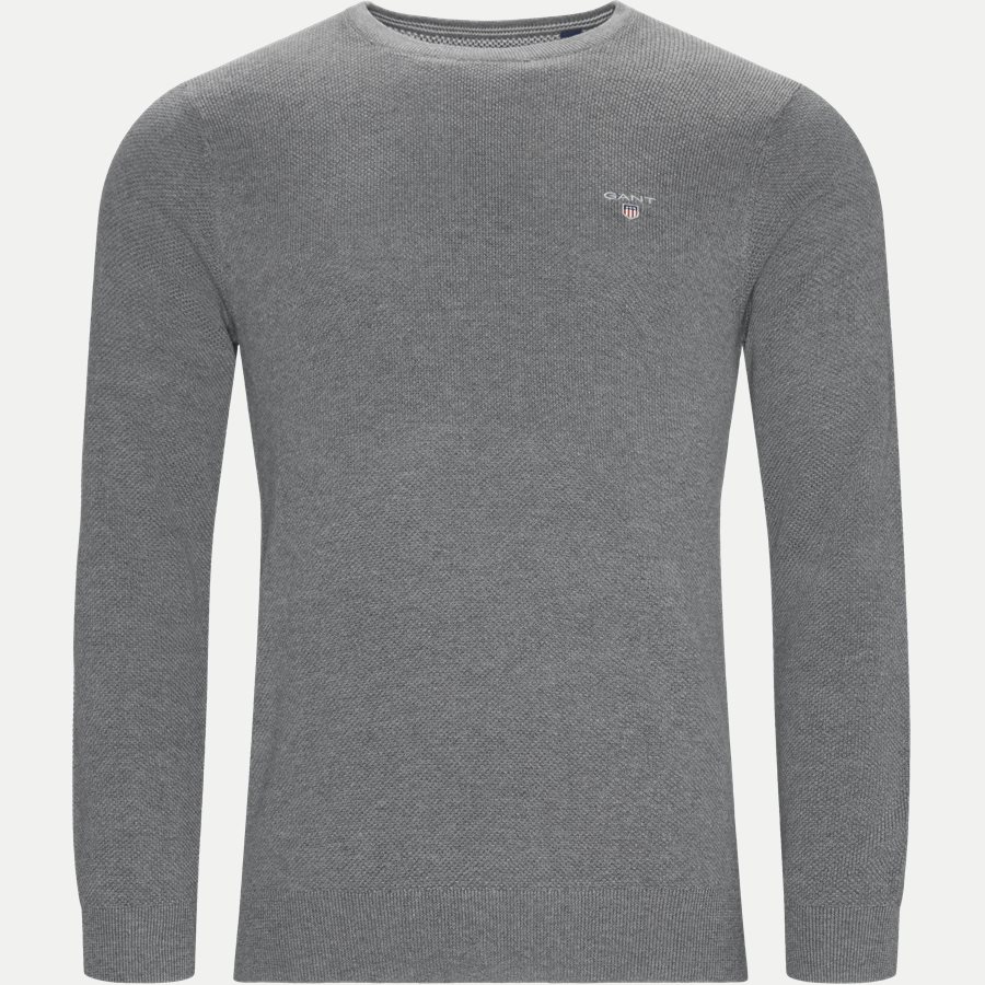 80021 COTTON PIQUE CREW - Cotton Pique Crew Strik - Strik - Regular - GRÅ - 1