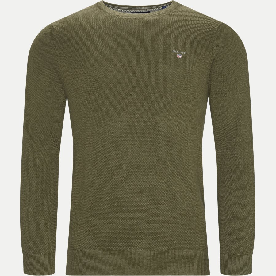 80021 COTTON PIQUE CREW - Cotton Pique Crew Strik - Strik - Regular - OLIVEN - 1