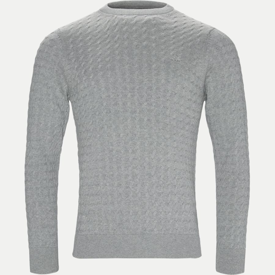 8030045 O1 FLAT CABLE CREW - Flat Cable Crew Knit - Strik - Regular - GRÅ - 1