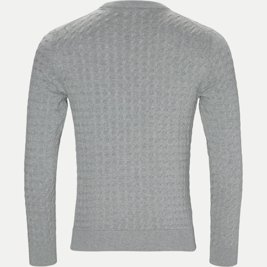 8030045 O1 FLAT CABLE CREW - Flat Cable Crew Knit - Strik - Regular - GRÅ - 2