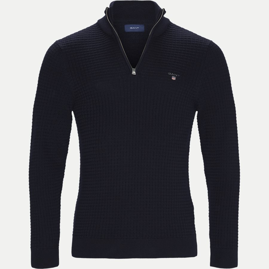 8030044 O1 COTTON TEXTURED HALFZIP - Textured Half Zip Strik - Strik - Regular - NAVY - 1