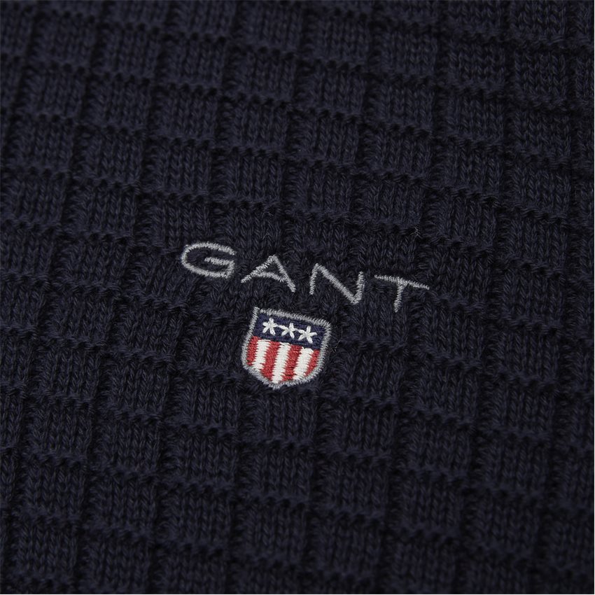 Gant Knitwear 8030044 O1 COTTON TEXTURED HALFZIP NAVY