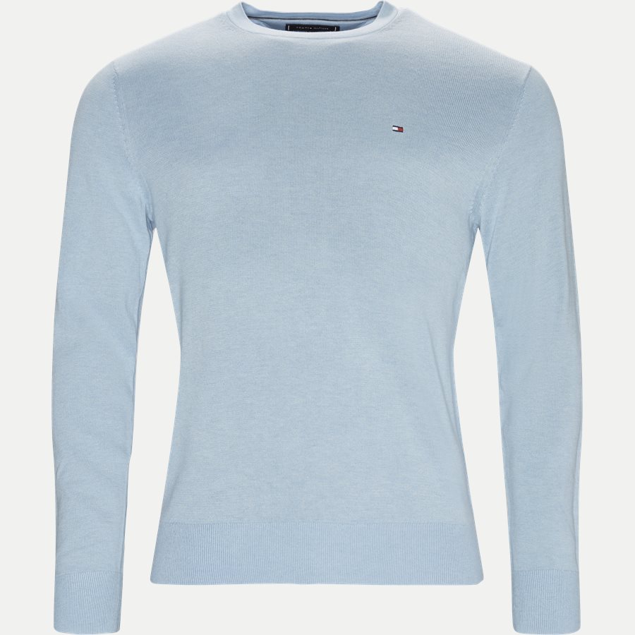 COTTON SILK CREW NECK - Cotton Silk Crew Neck Knit - Strik - Regular - LYSBLÅ - 1