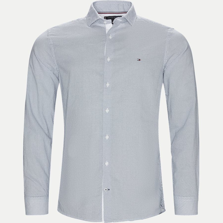 SLIM COTTON LINEN PRINTED SHIRT - Slim Cotton Linen Printed Shirt - Skjorter - Slim - BLÅ - 1