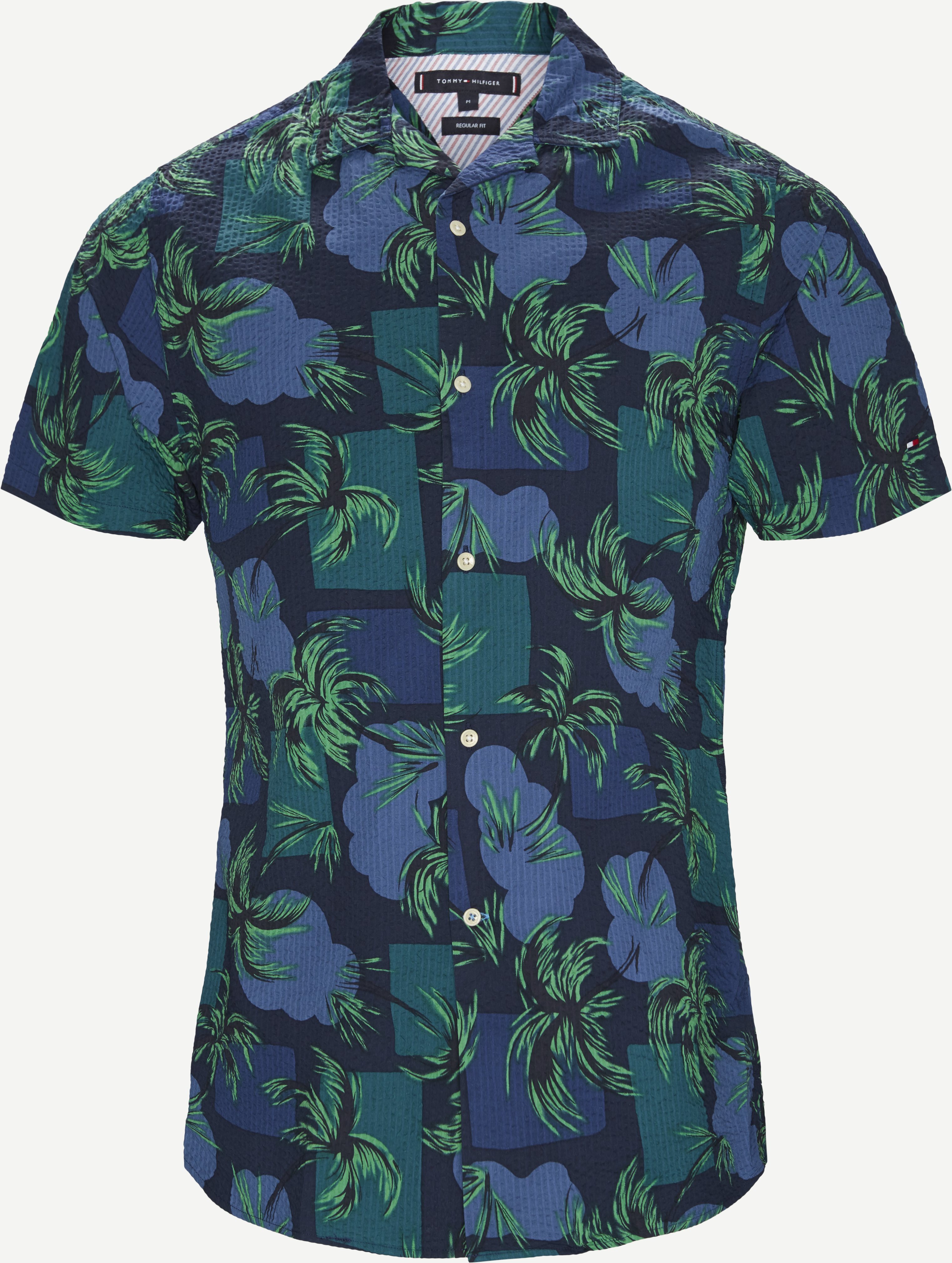 Palm Tree Print Shirt - Kortærmede skjorter - Regular fit - Blå