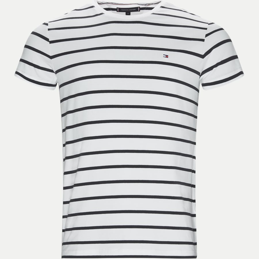 STRETCH SLIM FIT TEE - Stretch Stripe Tee - T-shirts - Regular - BLÅ - 1