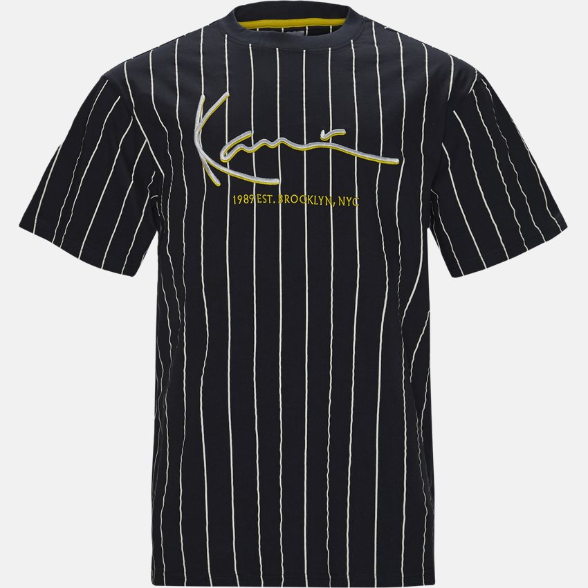 Karl Kani T-shirts SIGNATURE PINSTRIPE TEE 3581851 NAVY/HVID