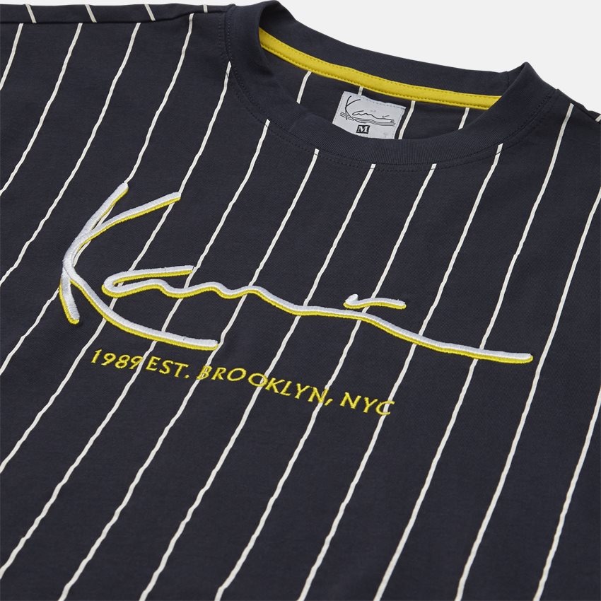 Karl Kani T-shirts SIGNATURE PINSTRIPE TEE 3581851 NAVY/HVID