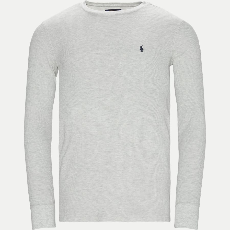 714705228 - Waffel Crew Neck Long Sleeve - T-shirts - Slim - GRÅ - 1