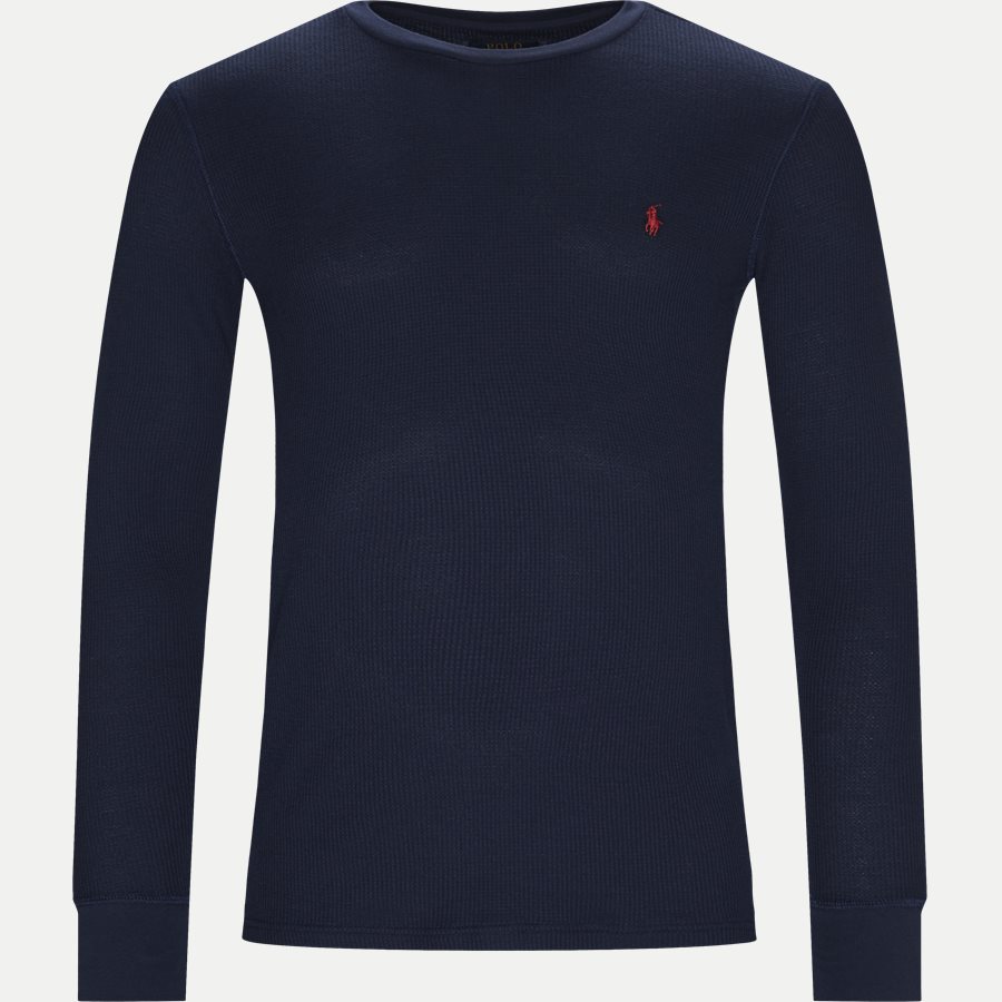 714705228 - Waffel Crew Neck Long Sleeve - T-shirts - Slim - NAVY - 1