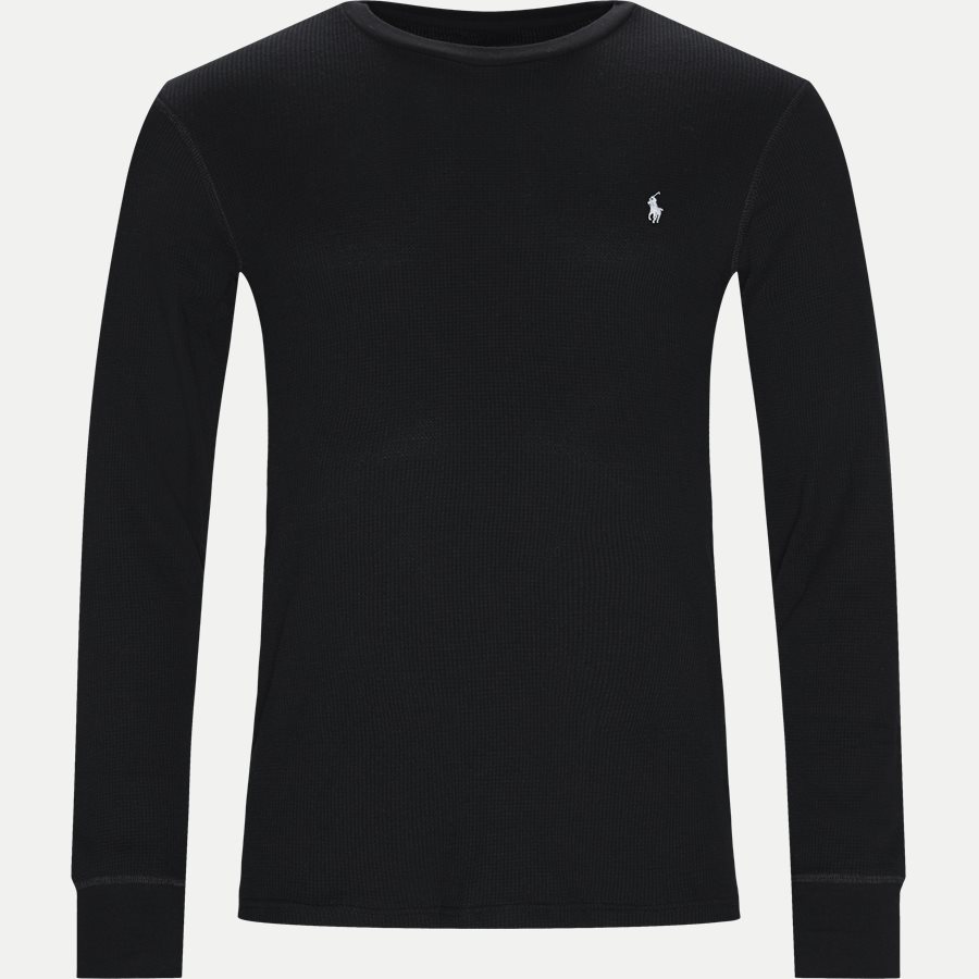 714705228 - Waffel Crew Neck Long Sleeve - T-shirts - Slim - SORT - 1