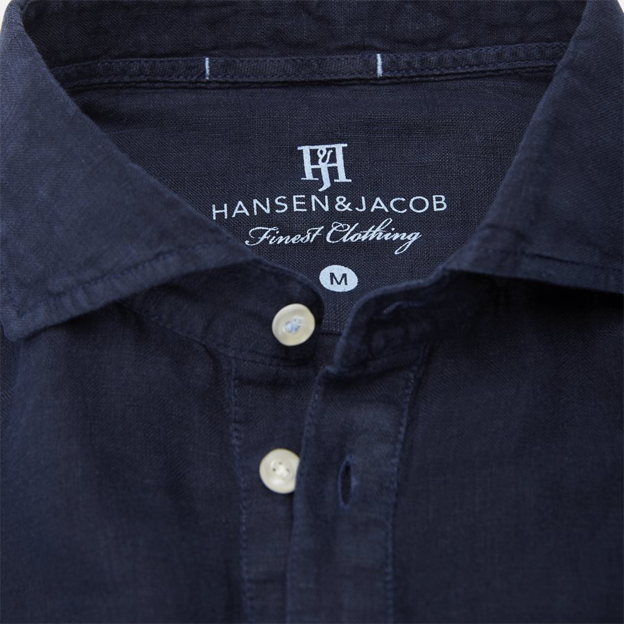 04640 SHORT SLEEVE LINEN SHIRT - Short Sleeve Linen Shirt - Skjorter - Regular - NAVY - 5
