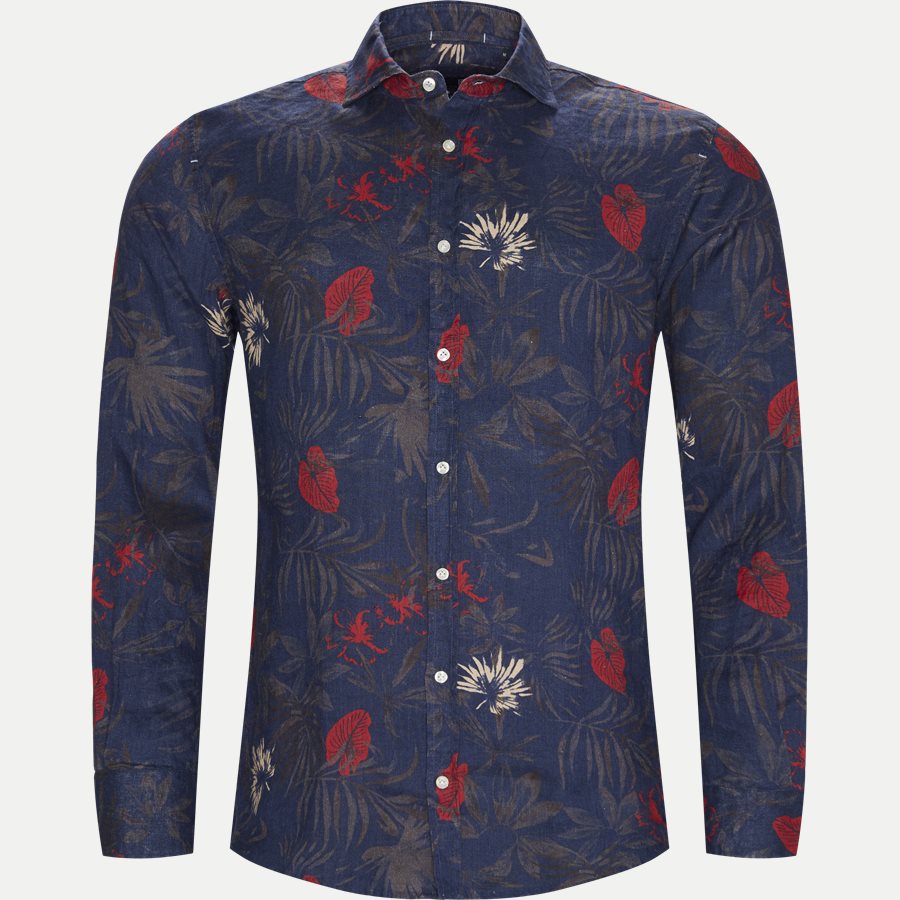 04643 SUMMER PRINT LINEN SHIRT - Summer Print Linen Shirt - Skjorter - Casual fit - NAVY - 1