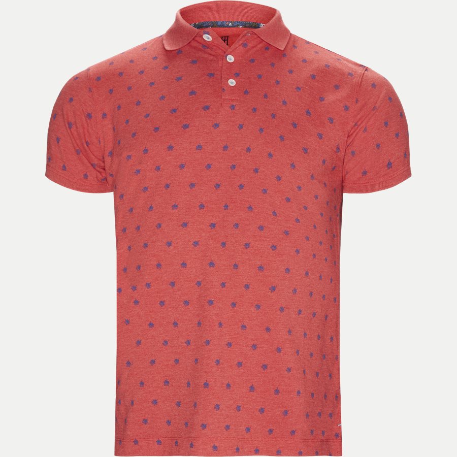 04671 LEAF PRINT POLO - Leaf Print Polo T-shirt - T-shirts - Regular - RØD - 1