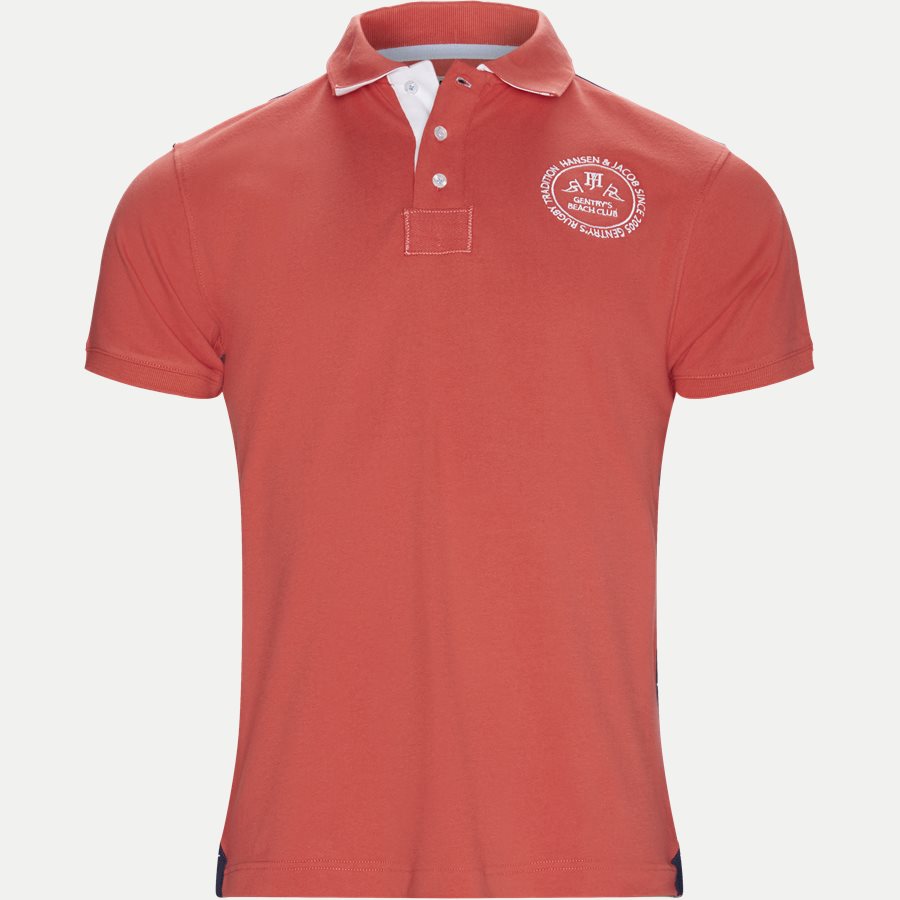04673 STRIPED BACK POLO - Striped Back Polo T-shirt - T-shirts - Regular - RØD - 1