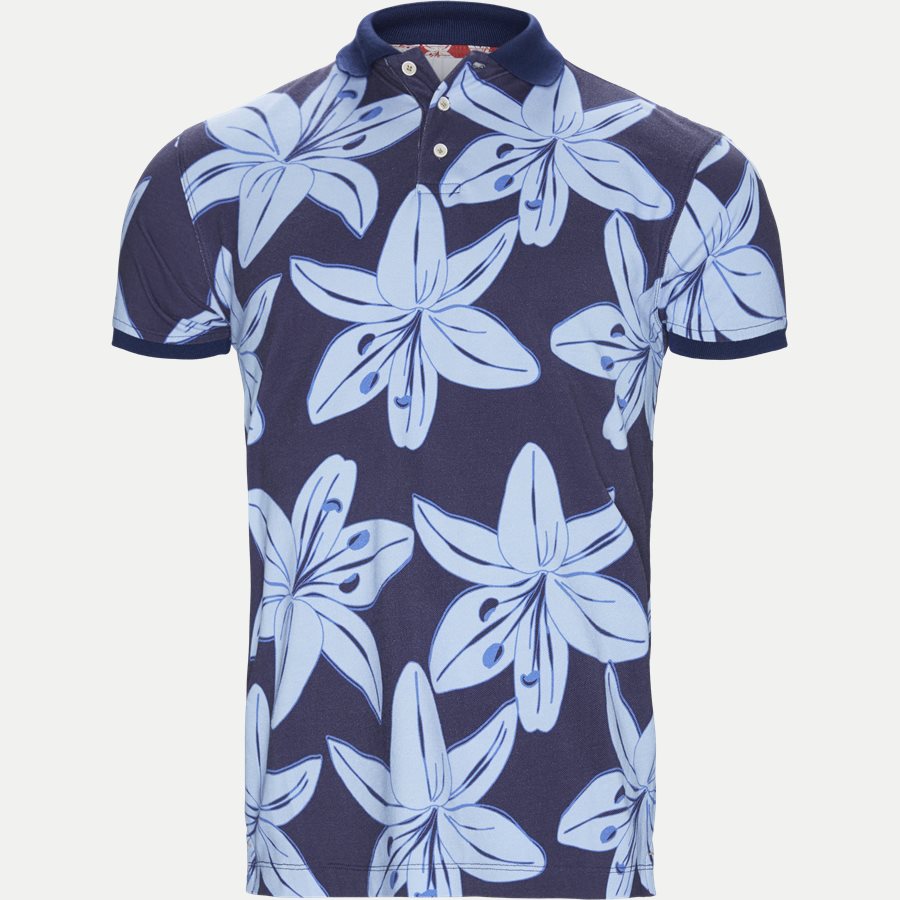 04686 BIG FLOWER POLO - Big Flower Polo T-shirt - T-shirts - Regular - NAVY - 1