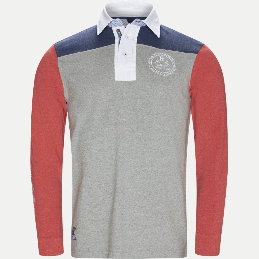 04683 PATCHWORK RUGGER - Patchwork Rugger Langærmet Polo T-shirt - T-shirts - Modern fit - GRÅ - 1