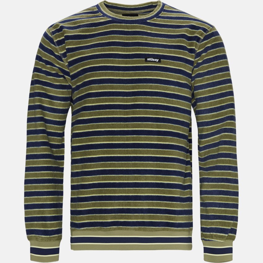 Stüssy Sweatshirts STRIPED POLAR CREW 118331 OLIVEN