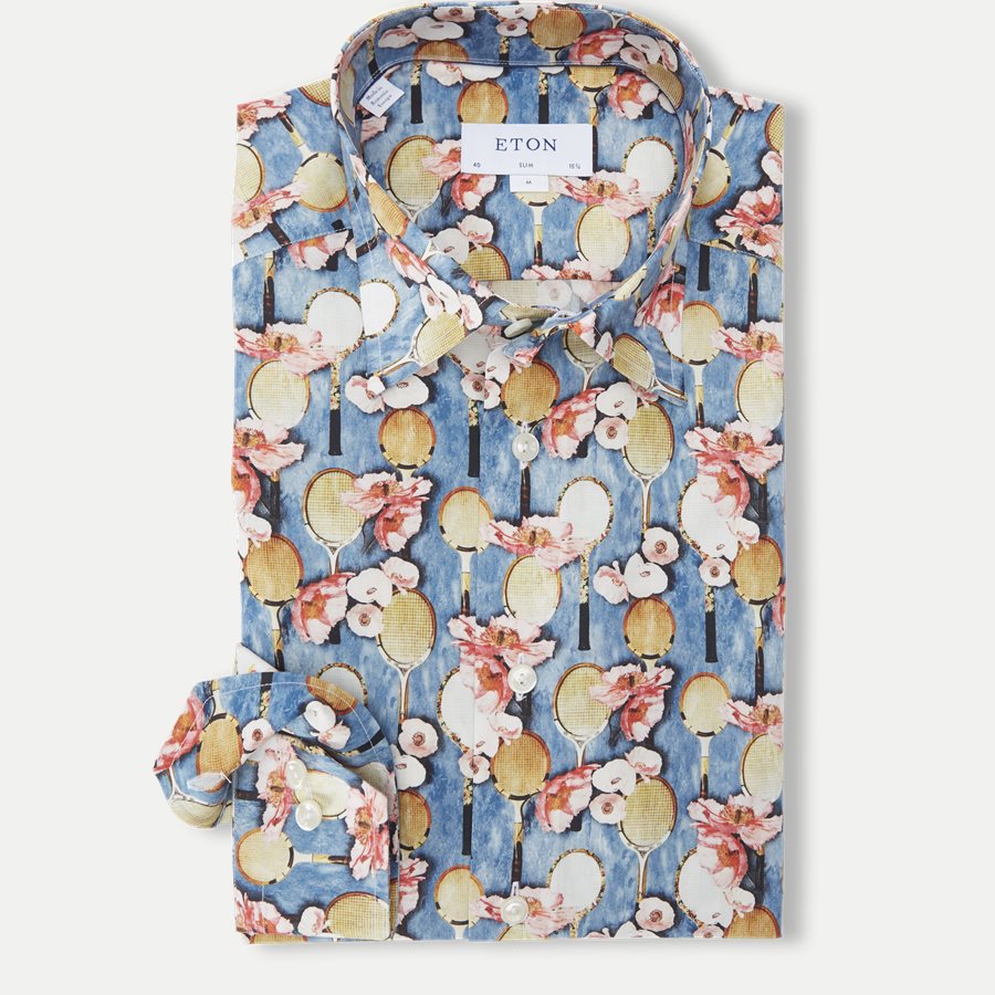 2757 61511/61311 - 2757 Blomstret Poplin Skjorte - Skjorter - BLÅ - 1
