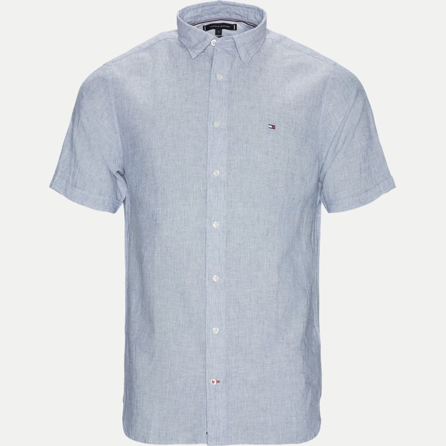 COTTON LINEN SHIRT S/S - Cotton Linen Shirt SS - Skjorter - Regular - BLÅ - 1