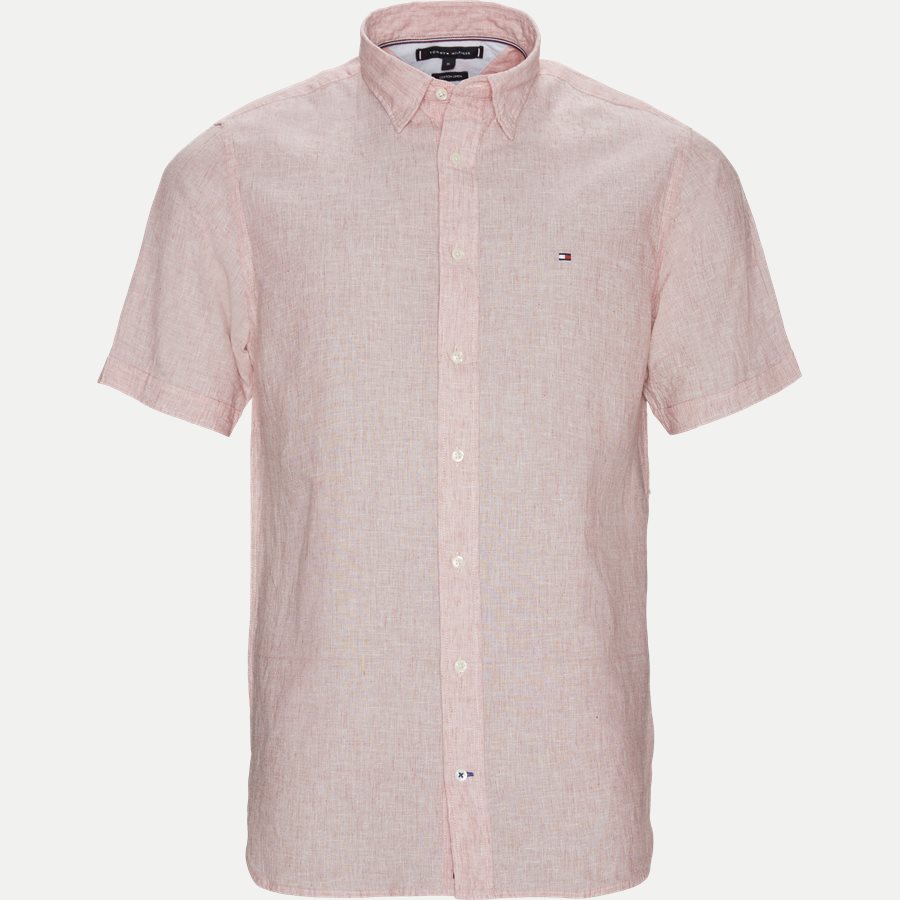 COTTON LINEN SHIRT S/S - Cotton Linen Shirt SS - Skjorter - Regular - RØD - 1