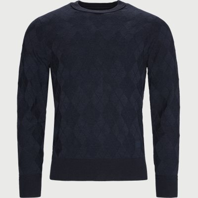 Tonal Textured Argyle Sweater Regular fit | Tonal Textured Argyle Sweater | Blå