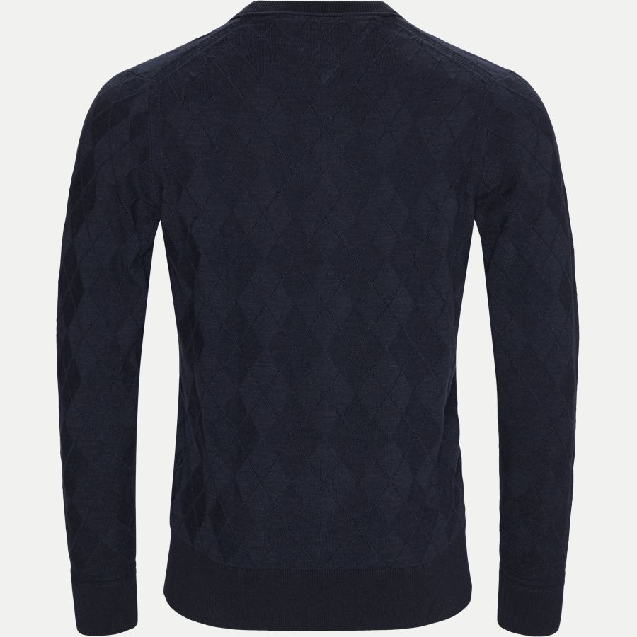 TONAL TEXTURED ARGYLE SWEATER - Tonal Textured Argyle Sweater - Strik - Regular - NAVY - 2